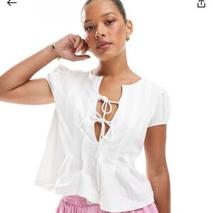 ASOS White Lace-Up Blouse